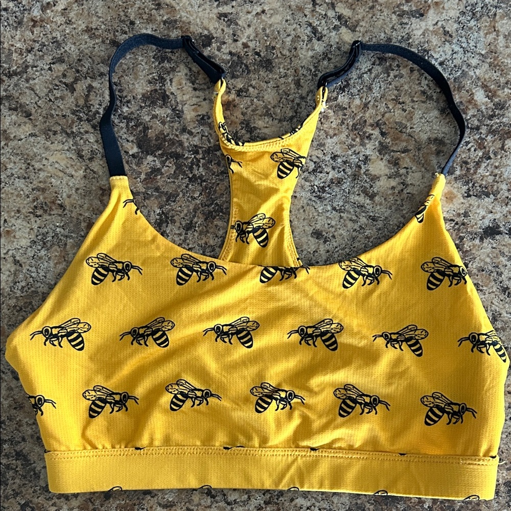 MeUndies Yellow Bee Print Sports Bra
